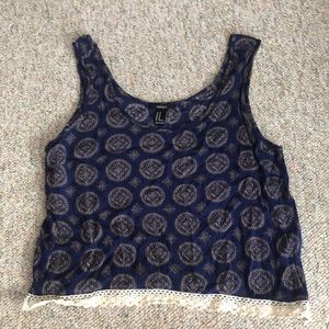 A Forever 21 tank top, blue, size medium.